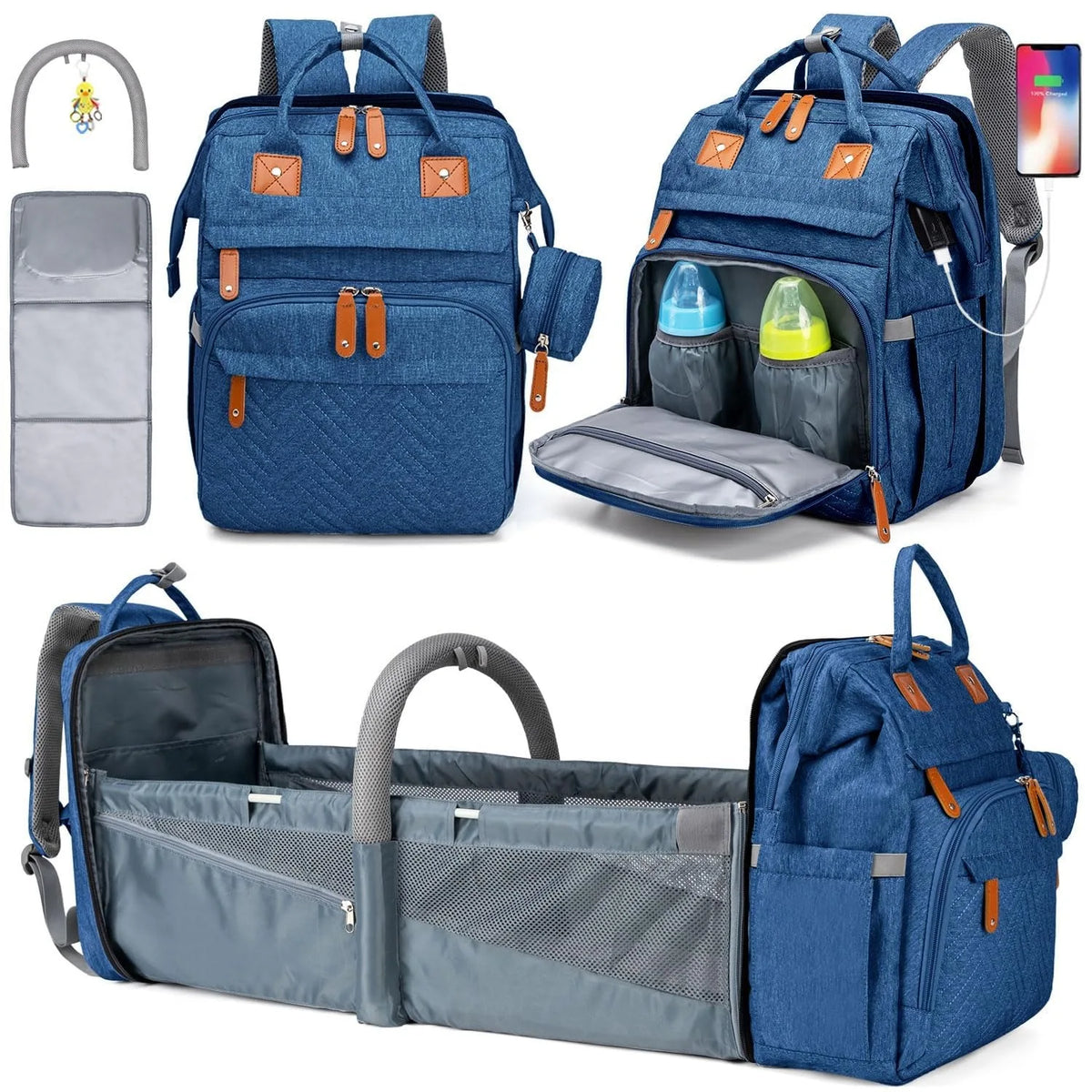 Baby Diaper Bag Backpack with Changing Station — Waterproof, Large Capacity